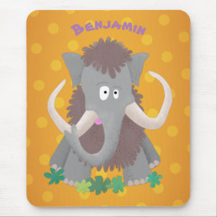 Funny woolly mammoth cartoon illustration mouse pad