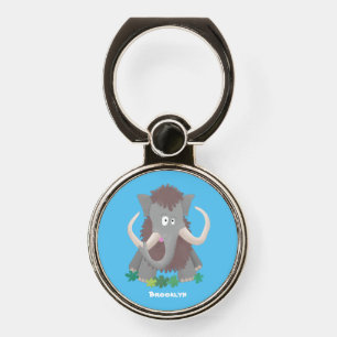 Funny woolly mammoth cartoon illustration phone ring stand