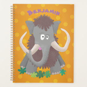 Funny woolly mammoth cartoon illustration planner