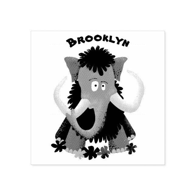 Funny woolly mammoth cartoon illustration rubber stamp (Imprint)