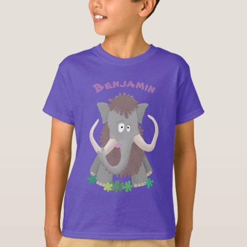 Funny woolly mammoth cartoon illustration T_Shirt