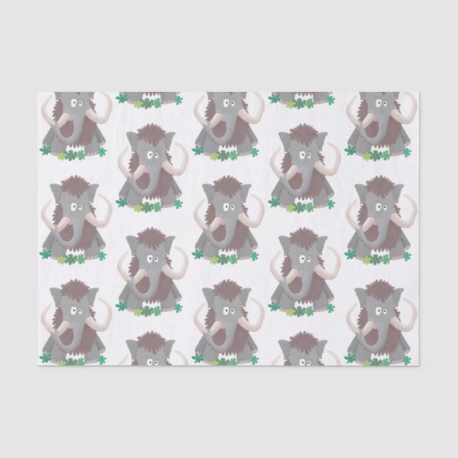 Funny woolly mammoth cartoon illustration tissue paper (Front)