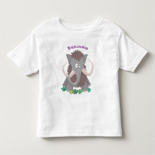 Funny woolly mammoth cartoon illustration toddler t_shirt