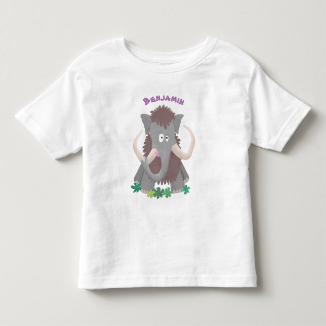 Funny woolly mammoth cartoon illustration toddler t-shirt (Front)