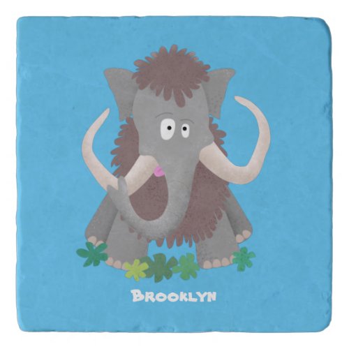 Funny woolly mammoth cartoon illustration trivet