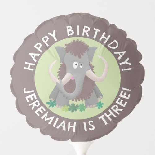 Funny woolly mammoth cartoon personalized birthday balloon