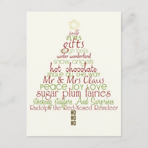 Funny Word Christmas Wishes Tree Postcard