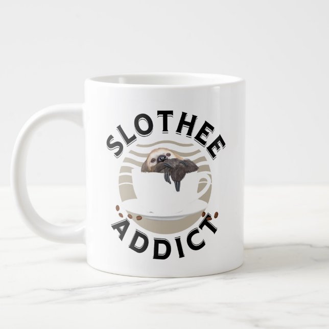 Funny Wordplay Sleepy Sloth Giant Coffee Mug (Left)