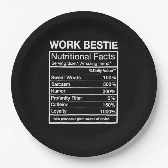 Funny Work Bestie Definition, Hilarious Coworker Paper Plates (Front)