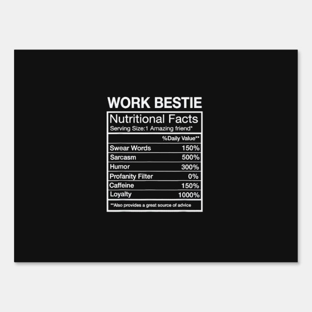 Funny Work Bestie Definition, Hilarious Coworker Sign (Front)