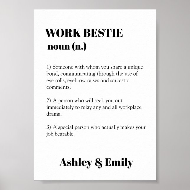Funny Work Bestie Picture Gift Hilarious Co worker Poster (Front)