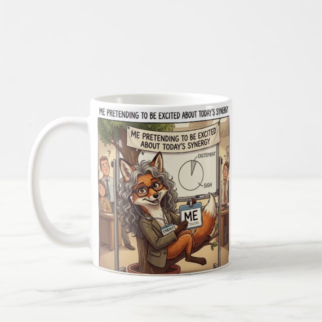 Funny Work Humor Pretending Fox Coffee Mug (Left)