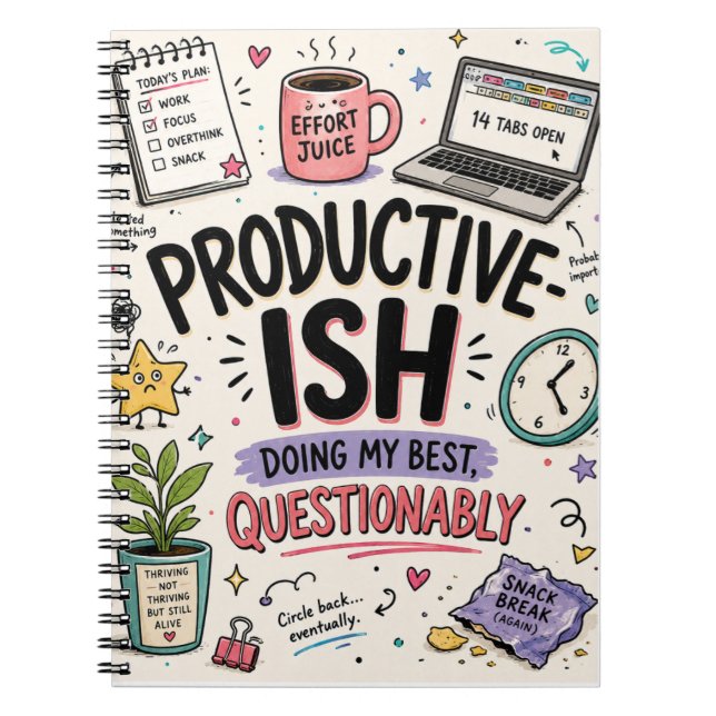 Funny Work & Overthinking Notebook (Front)
