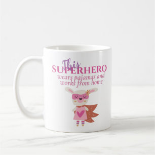 Funny Working From Home Superhero Wears Pyjamas Coffee Mug