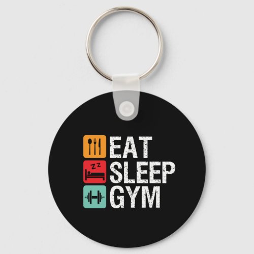Funny Workout Fitness Exercise Eat Sleep Gym Keychain