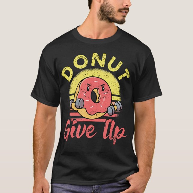 Funny Workout Fitness Gym Barbell Exercise Donut G T-Shirt (Front)