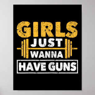 Funny Workout Girl Gym Athlete Girls Just Wanna Ha Poster