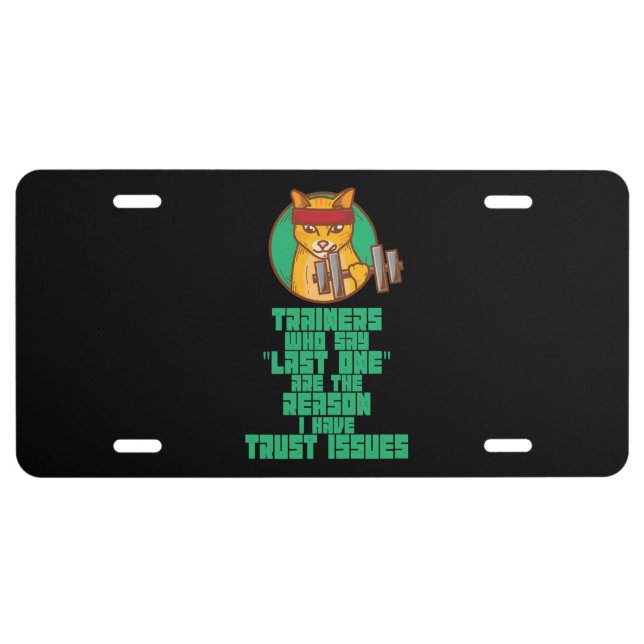 Funny Workout License Plate (Front)