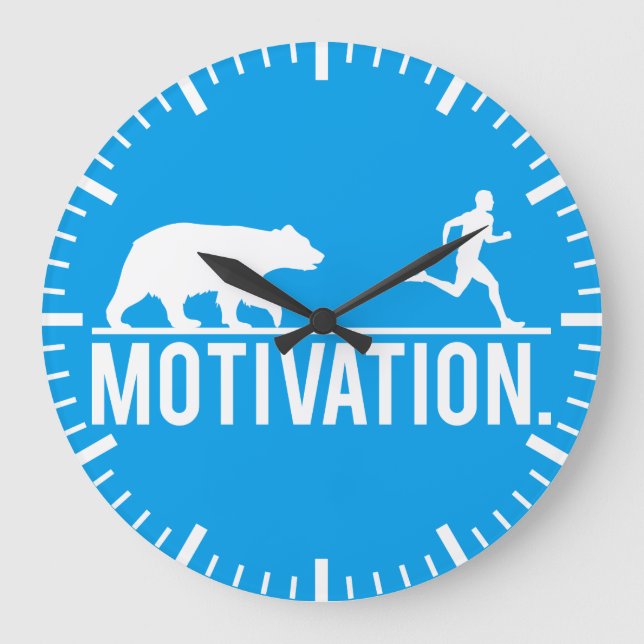 Funny Workout Motivation - Bear Chasing Jogger Large Clock (Front)