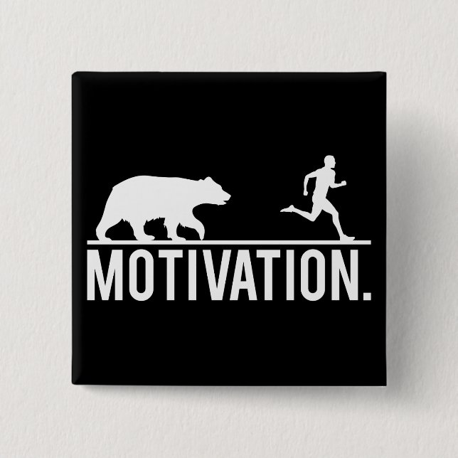Funny Workout Motivation - Bear Chasing Jogger Pinback Button (Front)