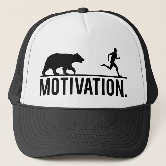 Funny Workout Motivation - Bear Chasing Jogger Trucker Hat (Front)