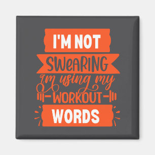 Funny Workout Words Orange Gym Magnet