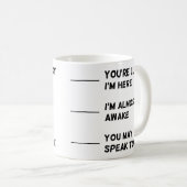 Funny Workplace Morning Employee Coworker Quote Coffee Mug (Front Right)