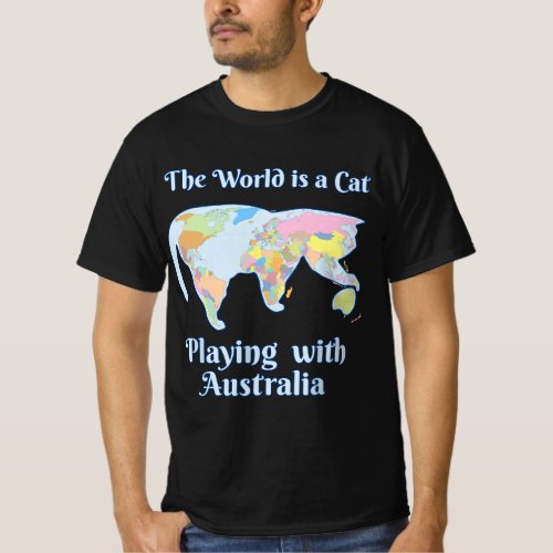 Funny World is a Cat Playing Map T_Shirt
