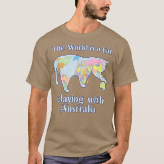 Funny World is a Cat Playing Map T-Shirt