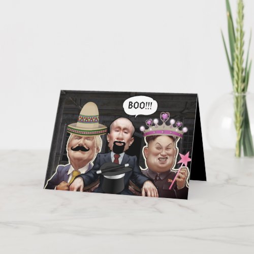Funny World Leaders in Costume Halloween Card