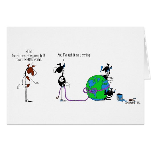 Funny World on a String Horse Cartoon Cards (Front Horizontal)
