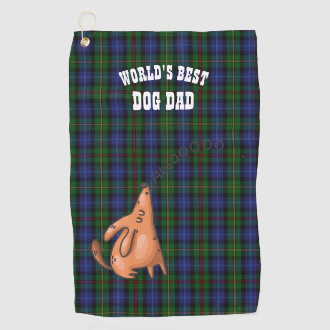 Funny Worlds Best Dog Dad Golf Golfer Customizable Golf Towel (Front)