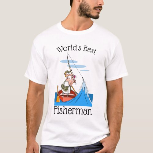Funny Worlds Best Fisherman Cartoon T_Shirt