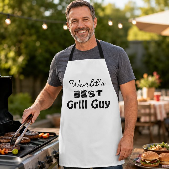 Funny World's Best Grill Guy Dad Jokes Apron (Creator Uploaded)