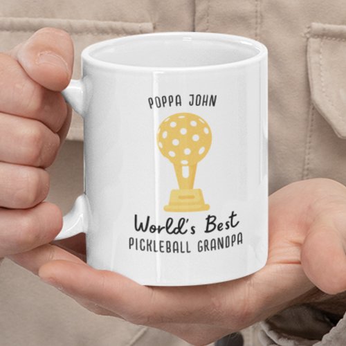 Funny Worlds Best Pickleball Grandpa Gift Custom Coffee Mug