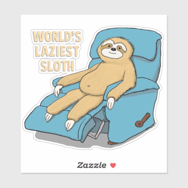 Funny World's Laziest Sloth in Recliner Sticker (Sheet)