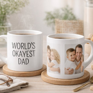 Funny Worlds Okayest Dad Minimalist Photo Collage Espresso Cup