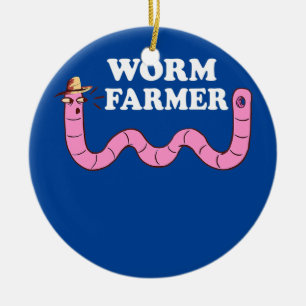 Funny Worm Farmer Gardening Worm Farm Red Wiggler Ceramic Ornament
