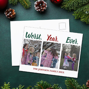 Funny Worst Year Ever Christmas Holiday Humor Postcard