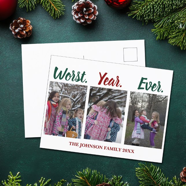 Funny Worst Year Ever Christmas Holiday Humor Postcard (Creator Uploaded)
