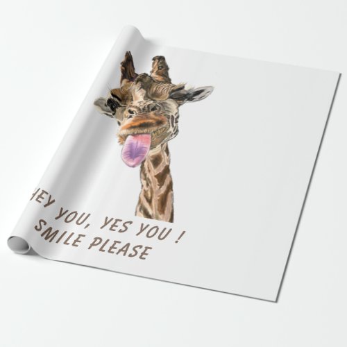 Funny Wrapping Paper with Playful Giraffe _ Smile