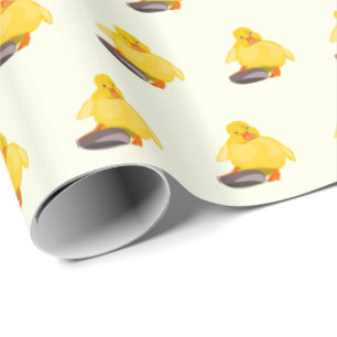 Funny Wrapping Paper with Yellow Ducks