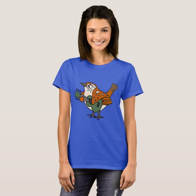 Funny Wren Playing Guitar Shirt Original (Front Full)