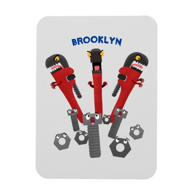 Funny wrench monster tools humor cartoon magnet (Vertical)
