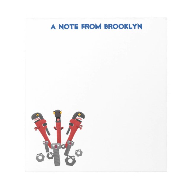Funny wrench monster tools humor cartoon notepad (Front)