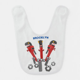Funny wrench monster tools humour cartoon baby bib