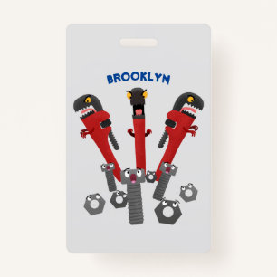 Funny wrench monster tools humour cartoon badge