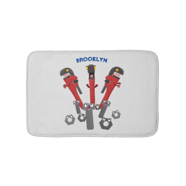 Funny wrench monster tools humour cartoon bath mat (Front)