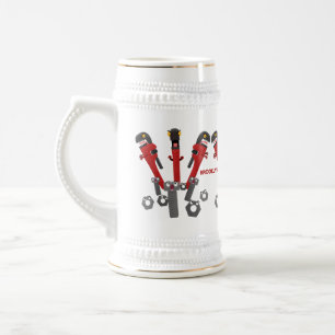 Funny wrench monster tools humour cartoon beer stein