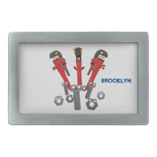 Funny wrench monster tools humour cartoon belt buckle